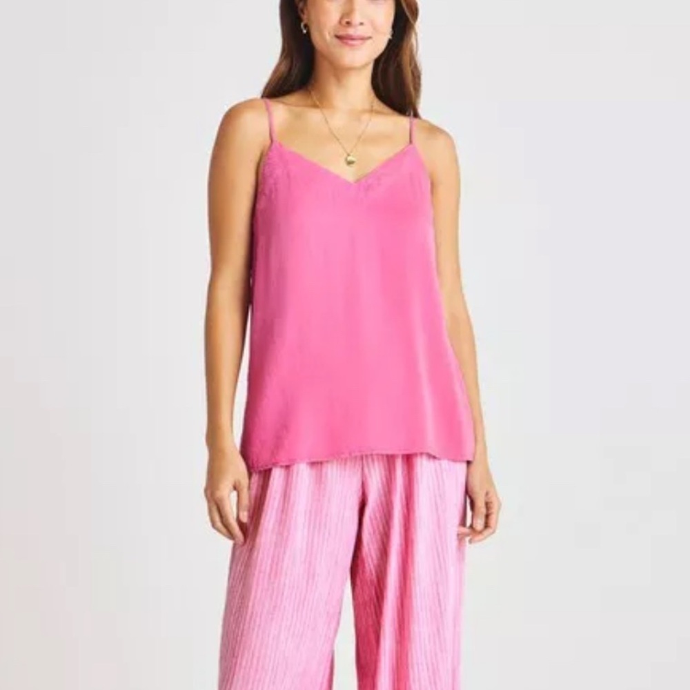 Splendid Elena Tunic Adjustable Tank Top Pink Women‎ Small 100% Lyocell